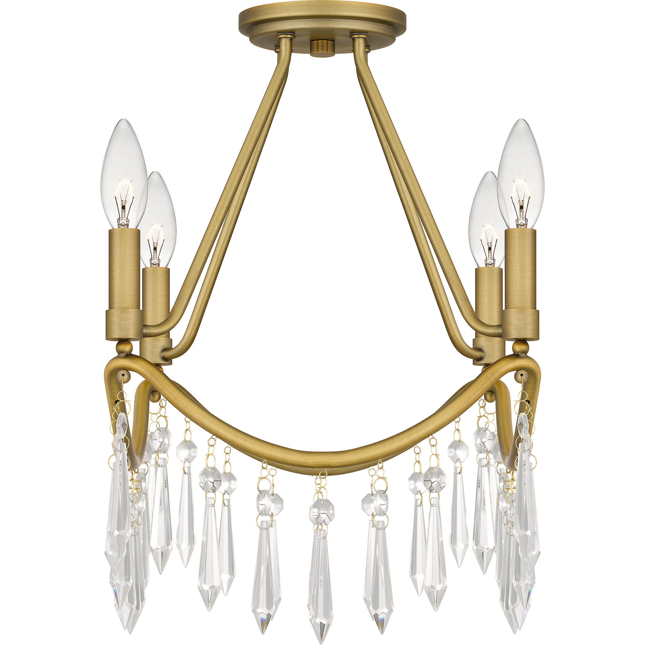 Airedale 4 Light 12 inch Aged Brass Semi-Flush Mount Ceiling Light