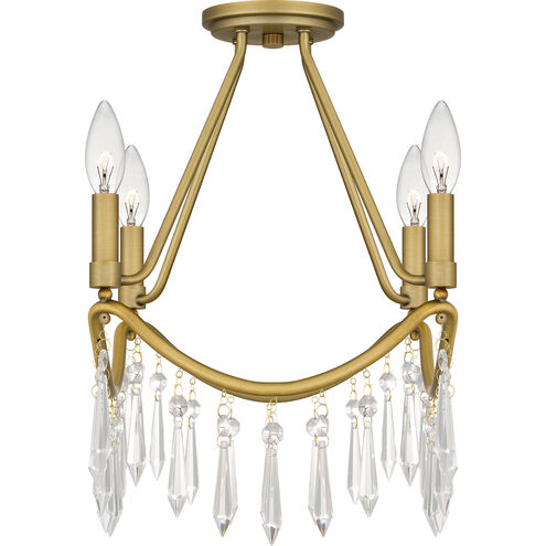 Airedale 4 Light 12 inch Aged Brass Semi-Flush Mount Ceiling Light