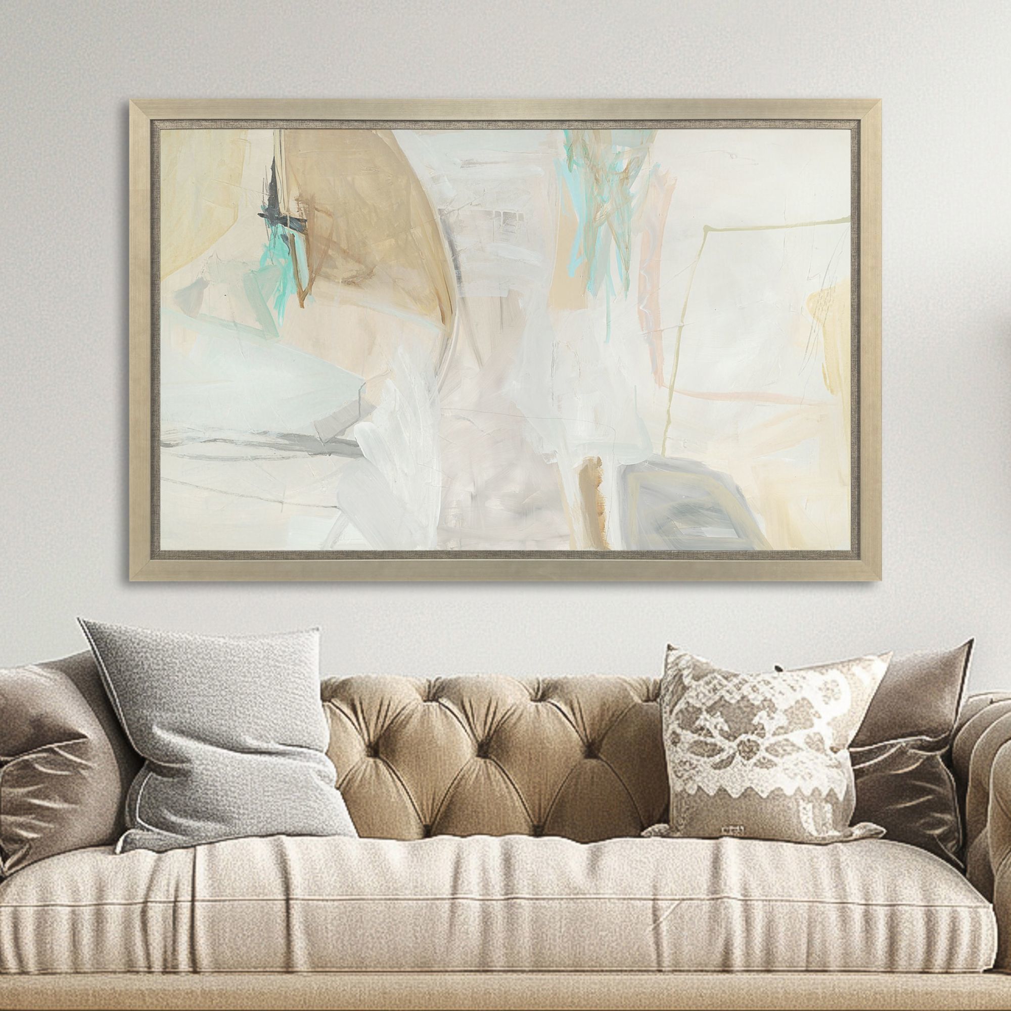 Beachcomber Gray and Brown and Turquoise and Teal Framed Art