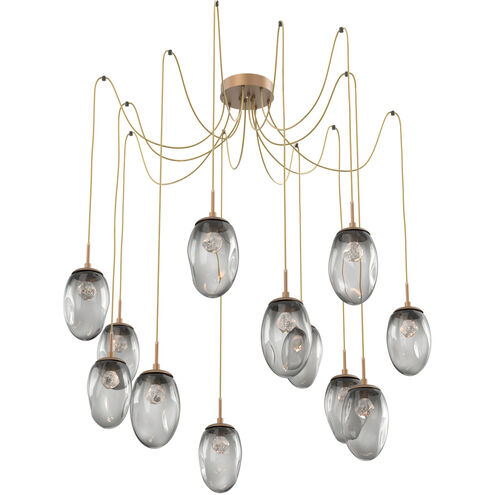 Meteo LED 17 inch Novel Brass Swag Multi-Pendant Ceiling Light in 3000K LED, Zircon Inner - Smoke Outer