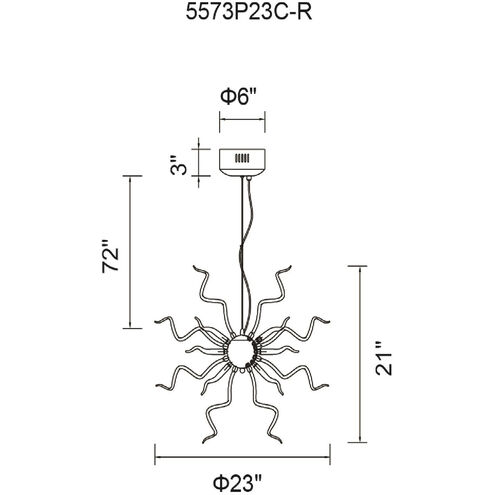 Twist LED 23 inch Chrome Chandelier Ceiling Light