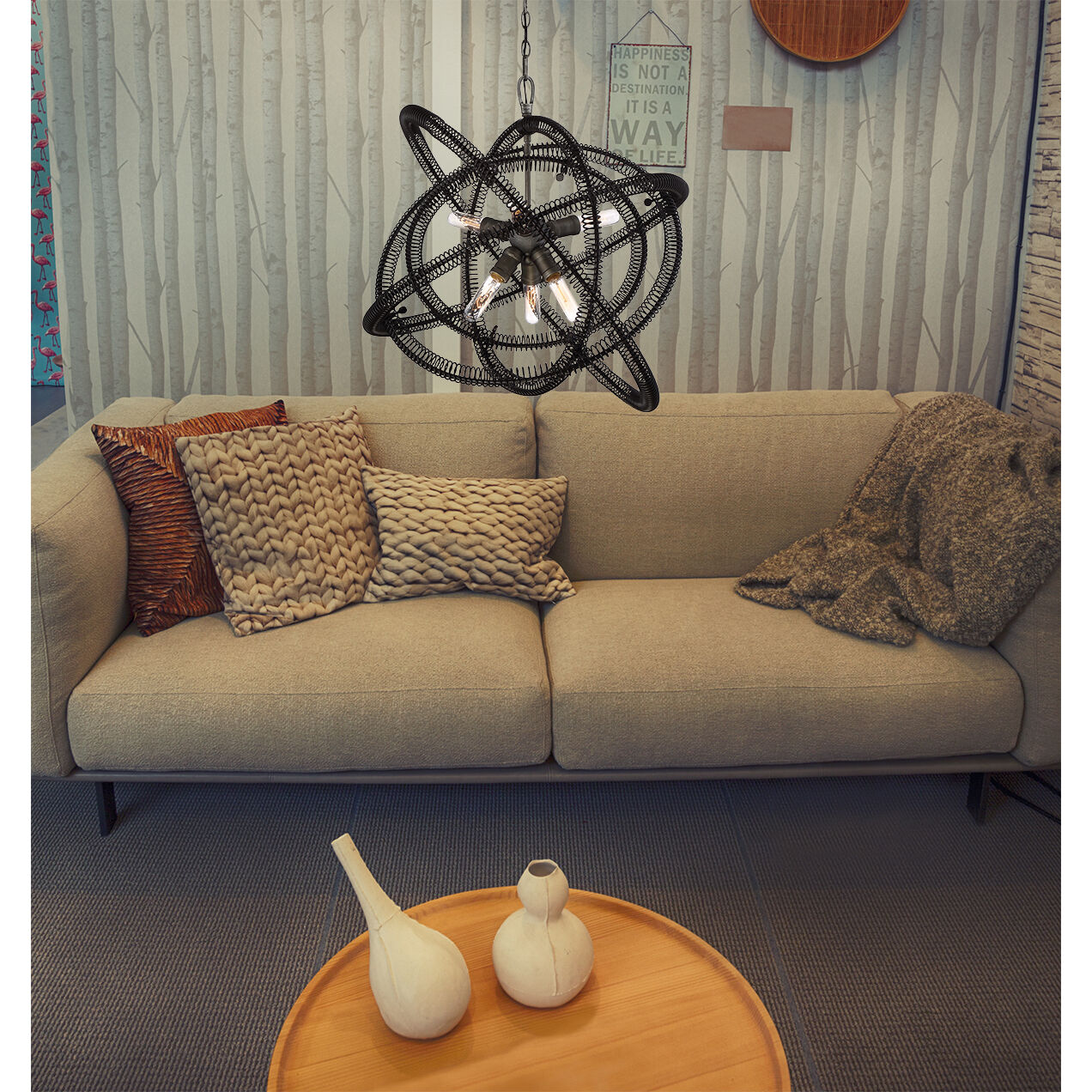 Orbita 3 Light 23 inch Vintage Bronze Chandelier Ceiling Light