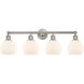 Edison Athens 4 Light 33 inch Brushed Satin Nickel Bath Vanity Light Wall Light in Matte White Glass