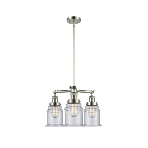 Franklin Restoration Canton LED 18 inch Polished Nickel Chandelier Ceiling Light in Seedy Glass, Franklin Restoration