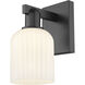 Bridal Veil Sconce Wall Light in Matte Black, Gloss White Glass