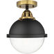 Nouveau 2 Hampden 1 Light 9 inch Black Antique Brass and Matte Black Semi-Flush Mount Ceiling Light in Clear Glass