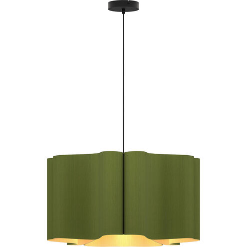 Paulina 1 Light 23.6 inch Black Pendant Ceiling Light in Green/Ash, 24 in, WEP Collection