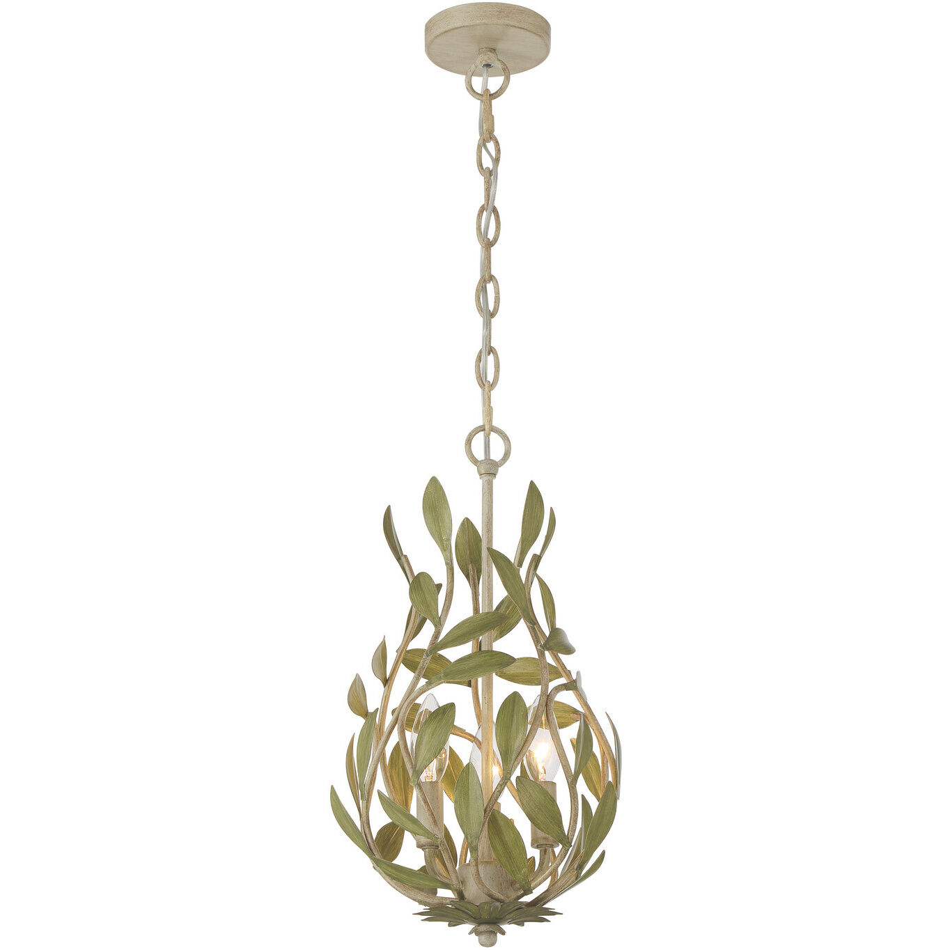 Broche 3 Light 9 inch Champagne Green Tea Chandelier Ceiling Light