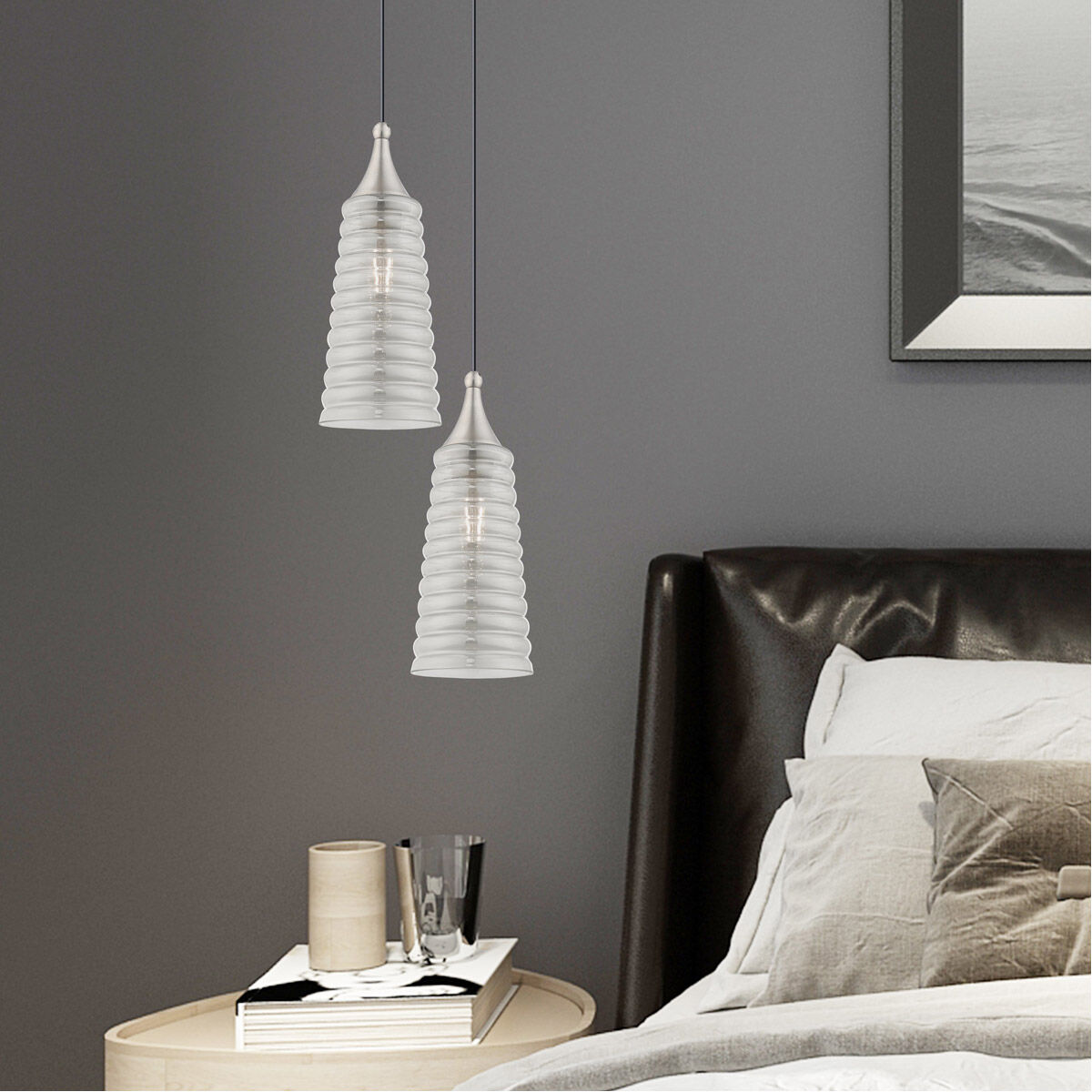 Art Glass 1 Light 6 inch Brushed Nickel Mini Pendant Ceiling Light