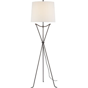 Thomas O'Brien Neith 64 inch 15.00 watt Aged Iron Tripod Floor Lamp Portable Light, Large