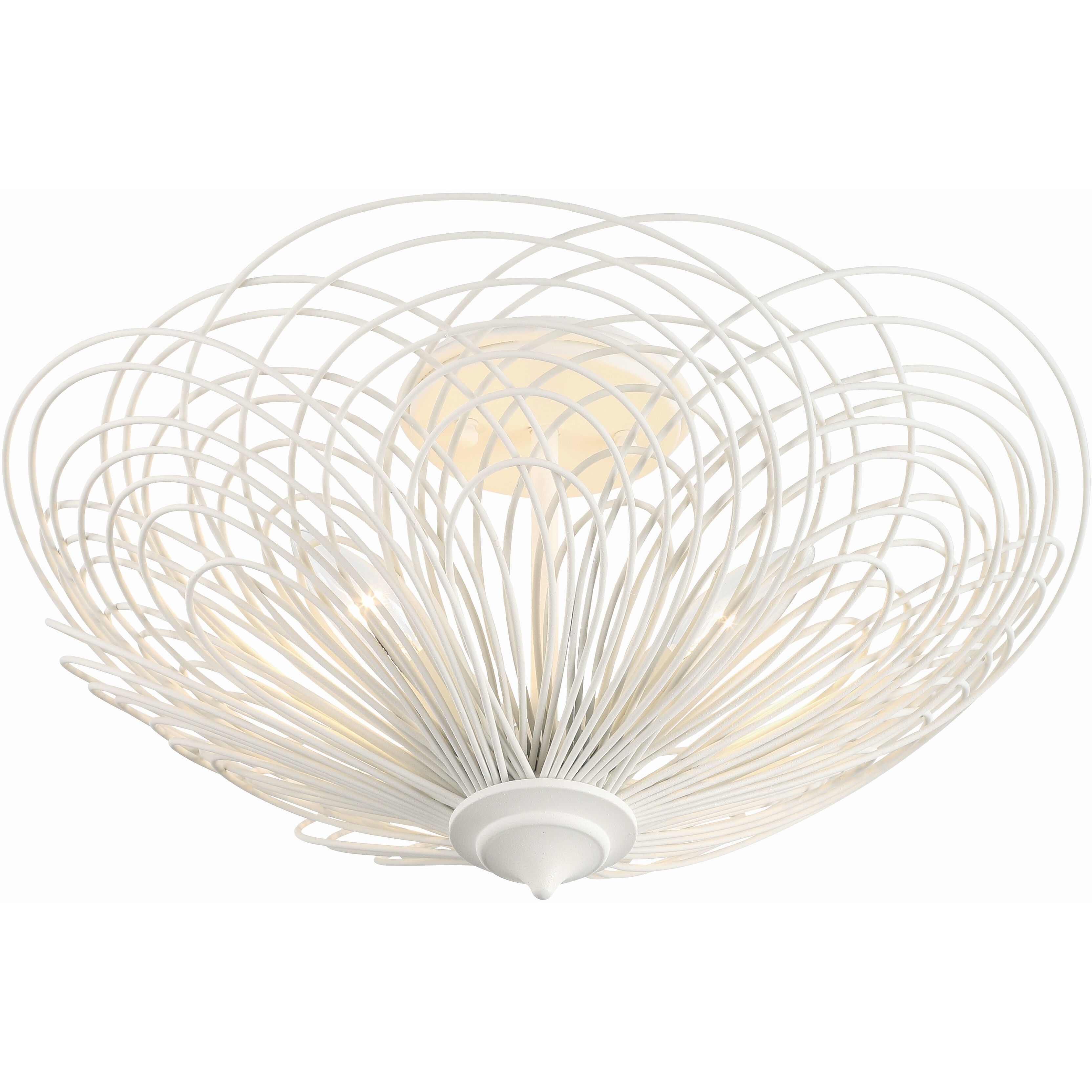 Doral 3 Light 19 inch Matte White Semi Flush Ceiling Light