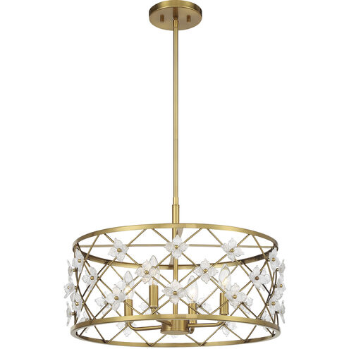 Bailey 4 Light 20 inch Warm Brass Convertible Semi-Flush or Pendant Ceiling Light