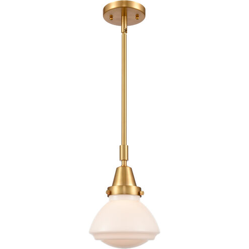 Franklin Restoration Olean 1 Light 7 inch Satin Gold Mini Pendant Ceiling Light in Matte White Glass