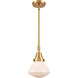Franklin Restoration Olean 1 Light 7 inch Satin Gold Mini Pendant Ceiling Light in Matte White Glass