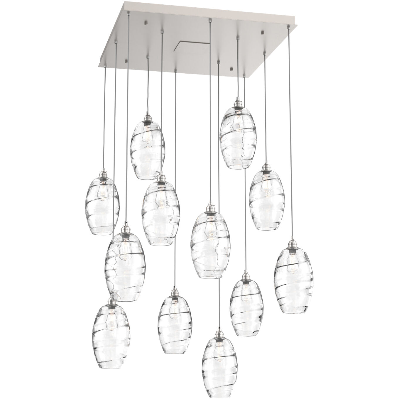 Ellisse 12 Light Beige Silver Chandelier Ceiling Light, Square Multi-Port