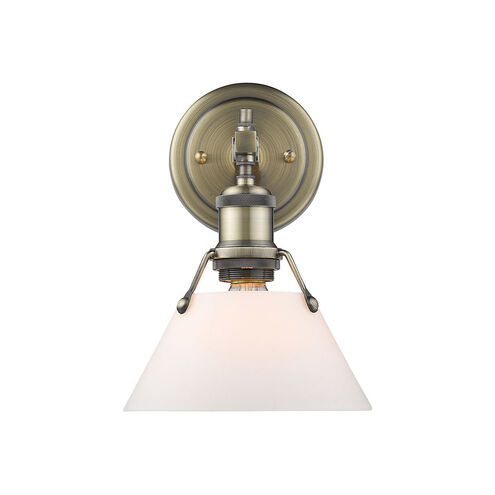 Orwell 1 Light 9 inch Aged Brass Bath Vanity Wall Light in Opal Glass