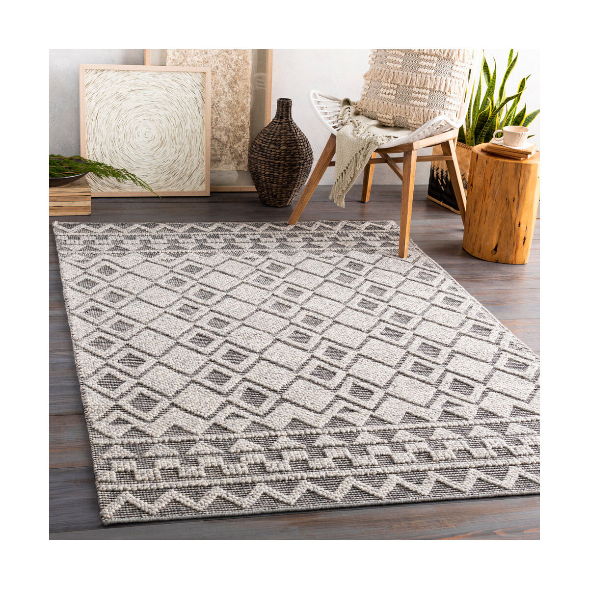 Hygge 108 X 72 inch Medium Gray/Black/Cream Rugs