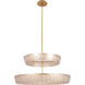 Geo 39 inch Oxidized Gold Leaf Pendant Ceiling Light