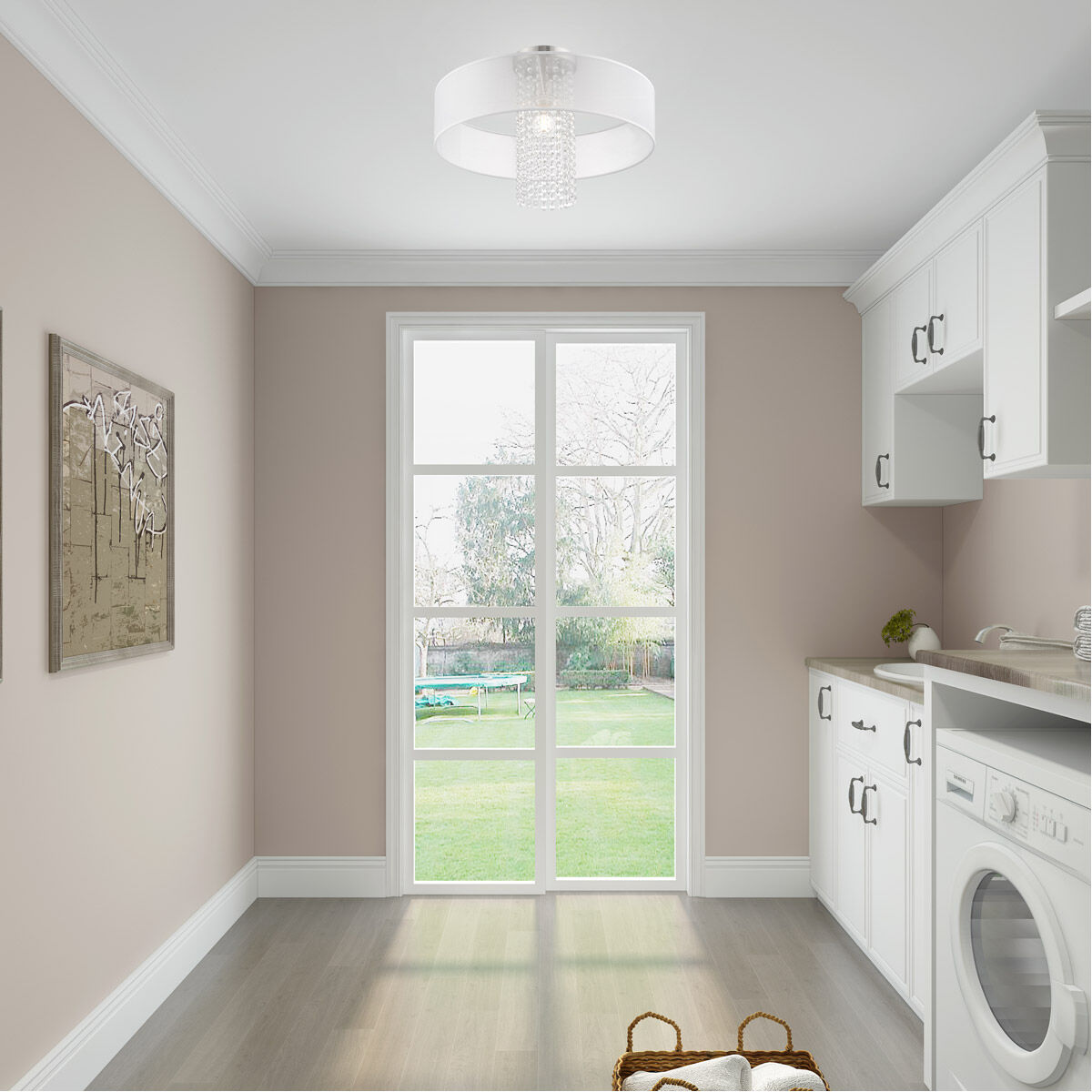 Bella Vista 1 Light 20 inch Brushed Nickel Semi-Flush Mount Ceiling Light