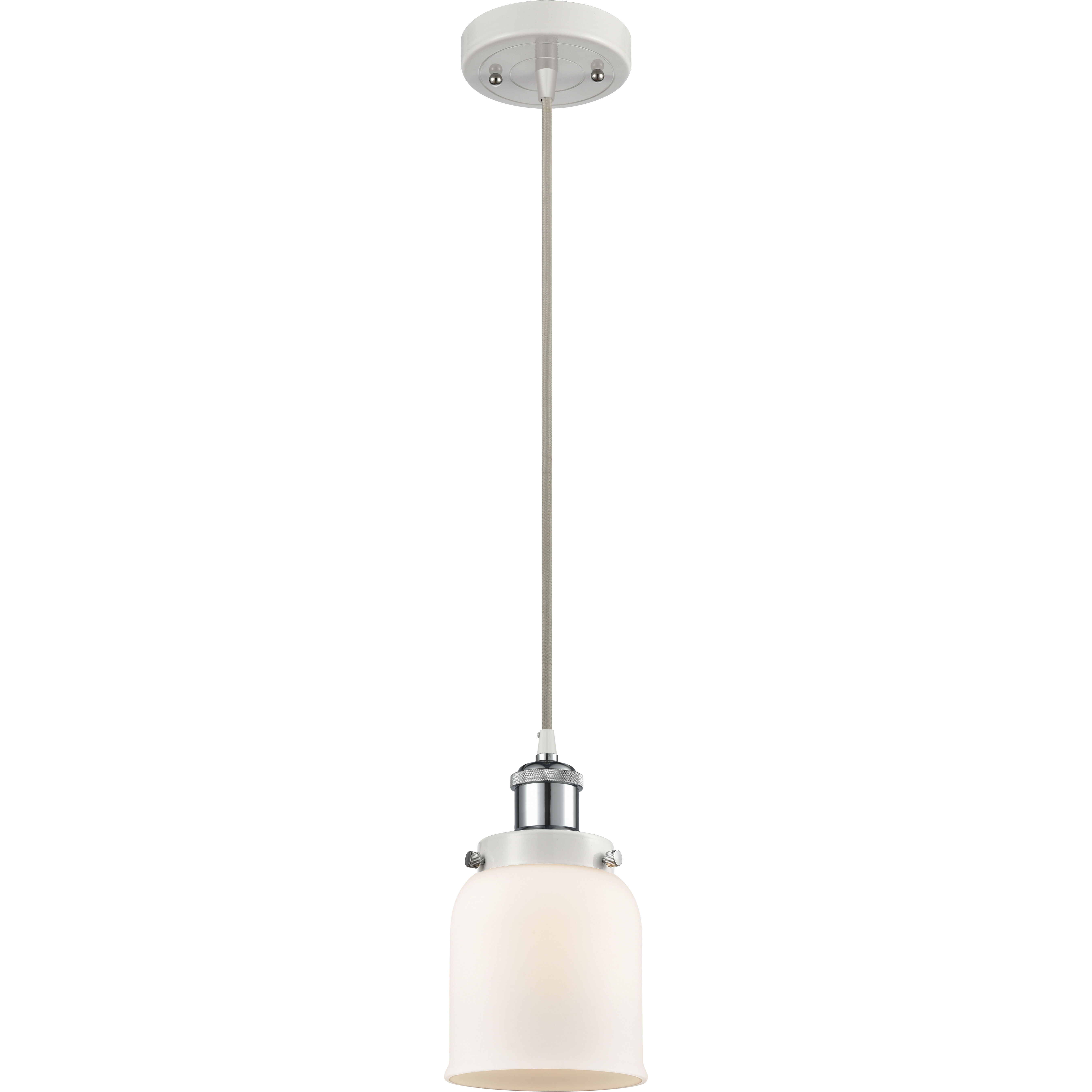 Ballston Small Bell 1 Light 5 inch White and Polished Chrome Mini Pendant Ceiling Light in Matte White Glass