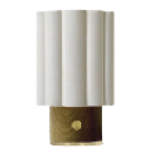 Scalloped 61 inch 14.00 watt Weathered Brass and Walnut Table Lamp Portable Light