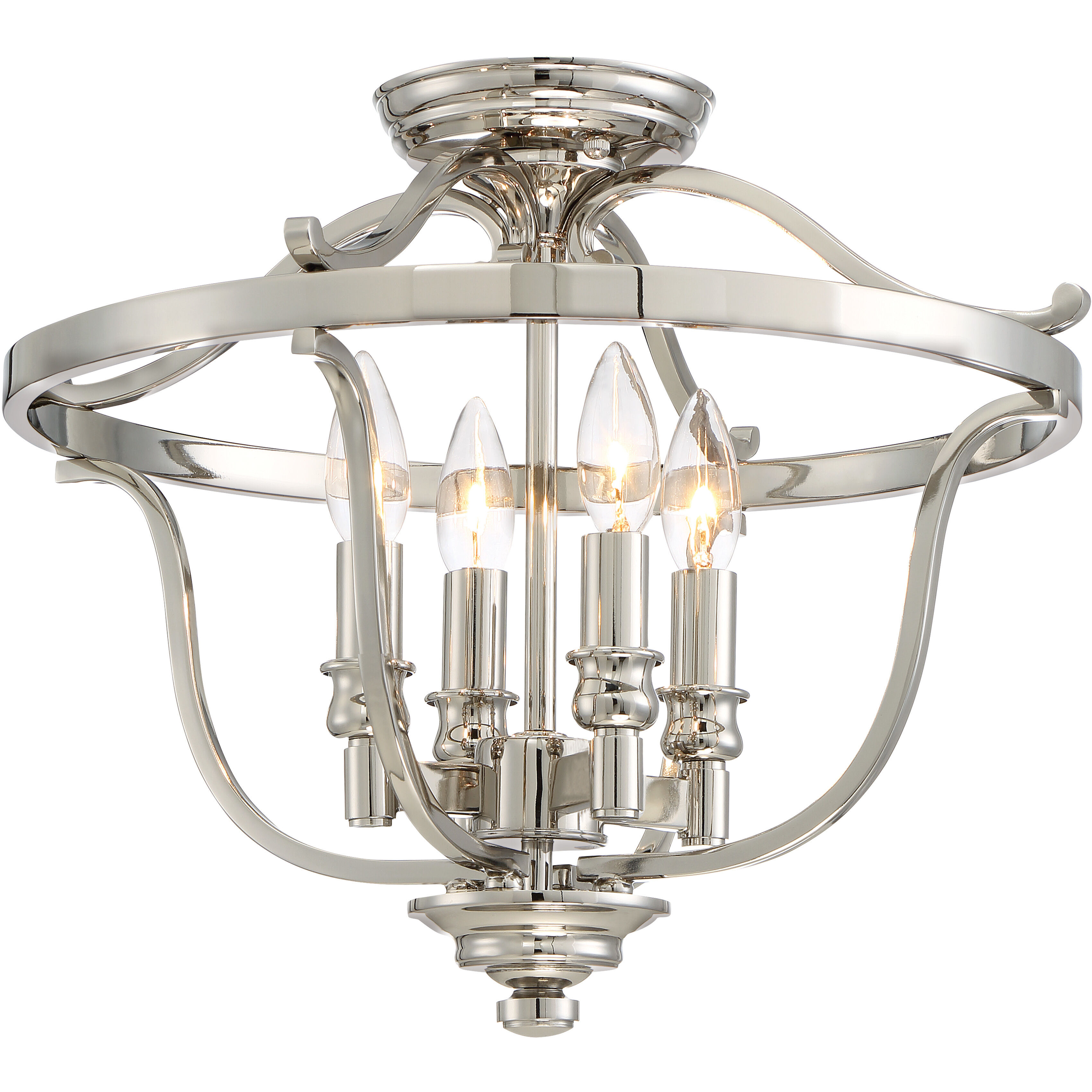 Audrey's Point 4 Light 17 inch Polished Nickel Semi Flush Mount Ceiling Light