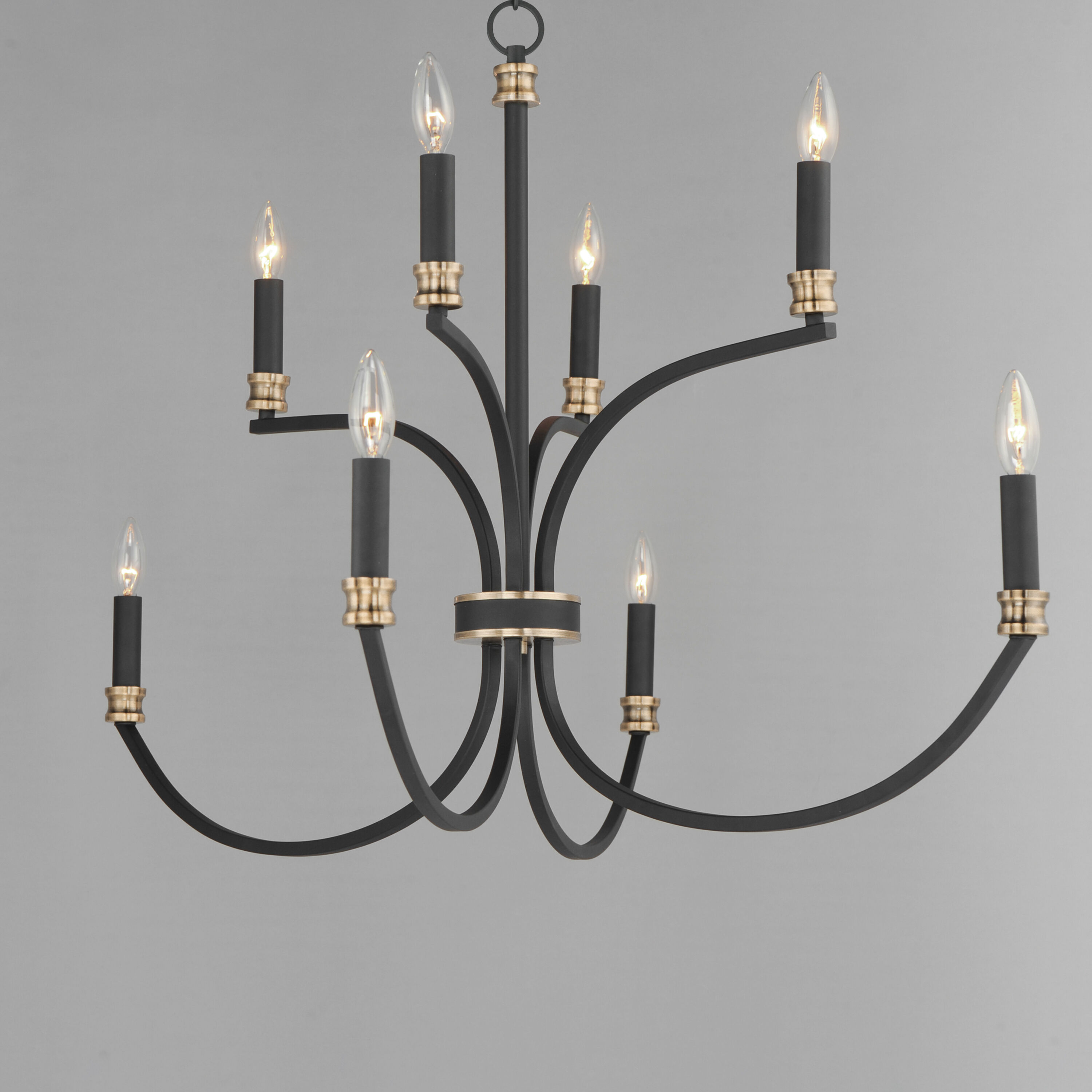 Charlton 8 Light 48 inch Black/Antique Brass Multi-Tier Chandelier Ceiling Light