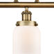 Ballston Small Bell 3 Light 36 inch Brushed Brass Island Light Ceiling Light in Matte White Glass