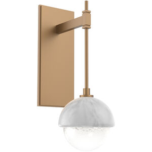 Cabochon LED 9.2 inch Novel Brass with White Marble Sconce Wall Light in 3000K LED, Opal White, Tempo