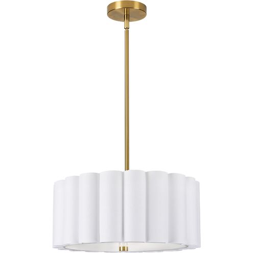 Pacifica LED 16 inch Aged Brass Pendant Ceiling Light in White