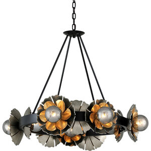 Magic Garden 10 Light 33.75 inch Soft Black/Stria Silver Leaf/Old World Gold Leaf Chandelier Ceiling Light
