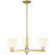 Arcadia White Venetian 3 Light 27.75 inch Satin Gold Chandelier Ceiling Light