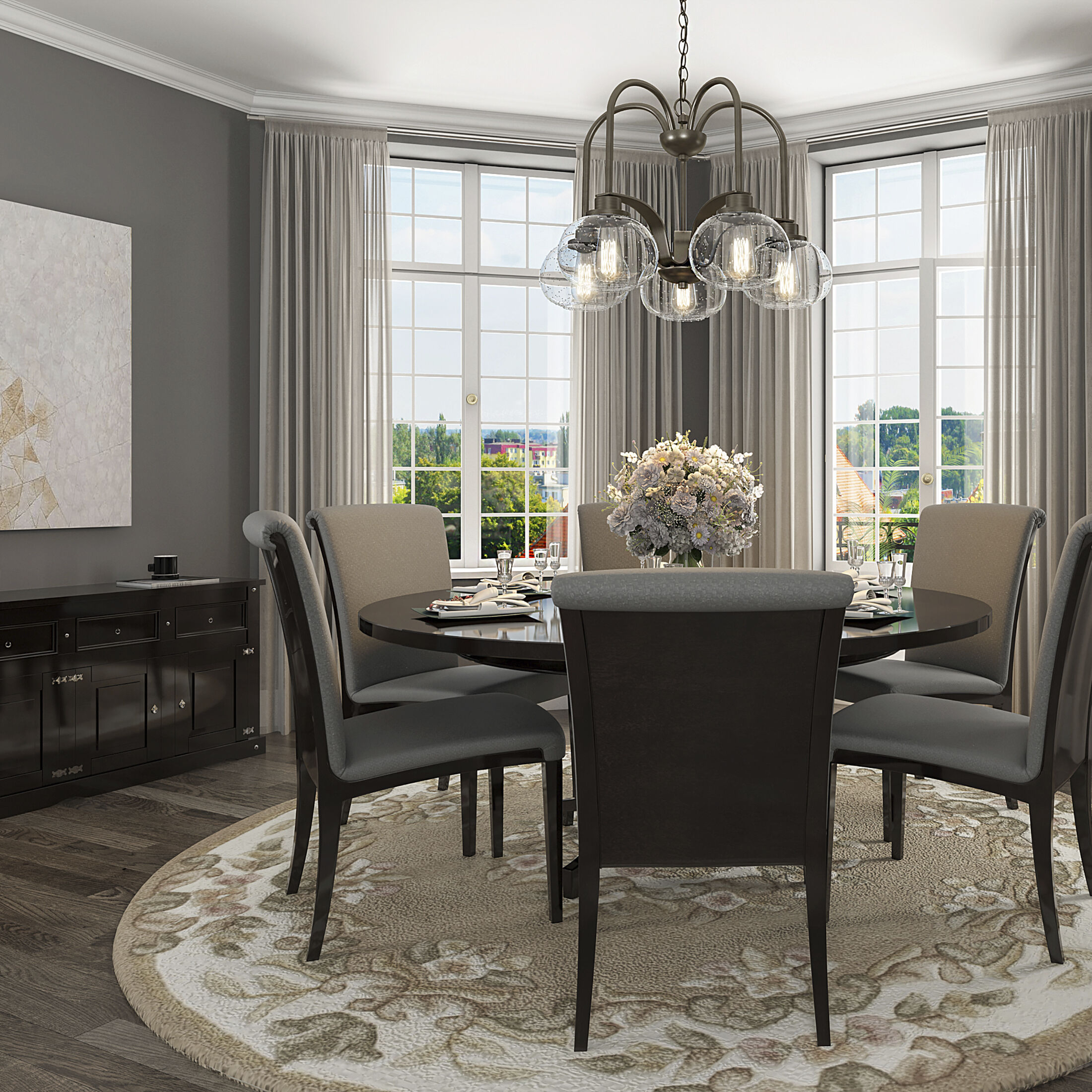 Trilogy 5 Light 26 inch Old Bronze Dinette Chandelier Ceiling Light