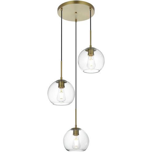 Baxter 3 Light 18 inch Satin Gold Pendant Ceiling Light
