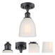Ballston Brookfield 1 Light 5.75 inch Matte Black Semi-Flush Mount Ceiling Light in White Glass, Ballston