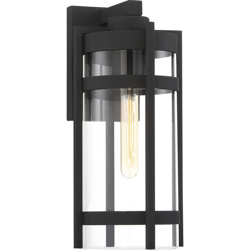 Tofino 1 Light 16 inch Textured Black and Clear Seeded Outdoor Wall Lantern, Large
