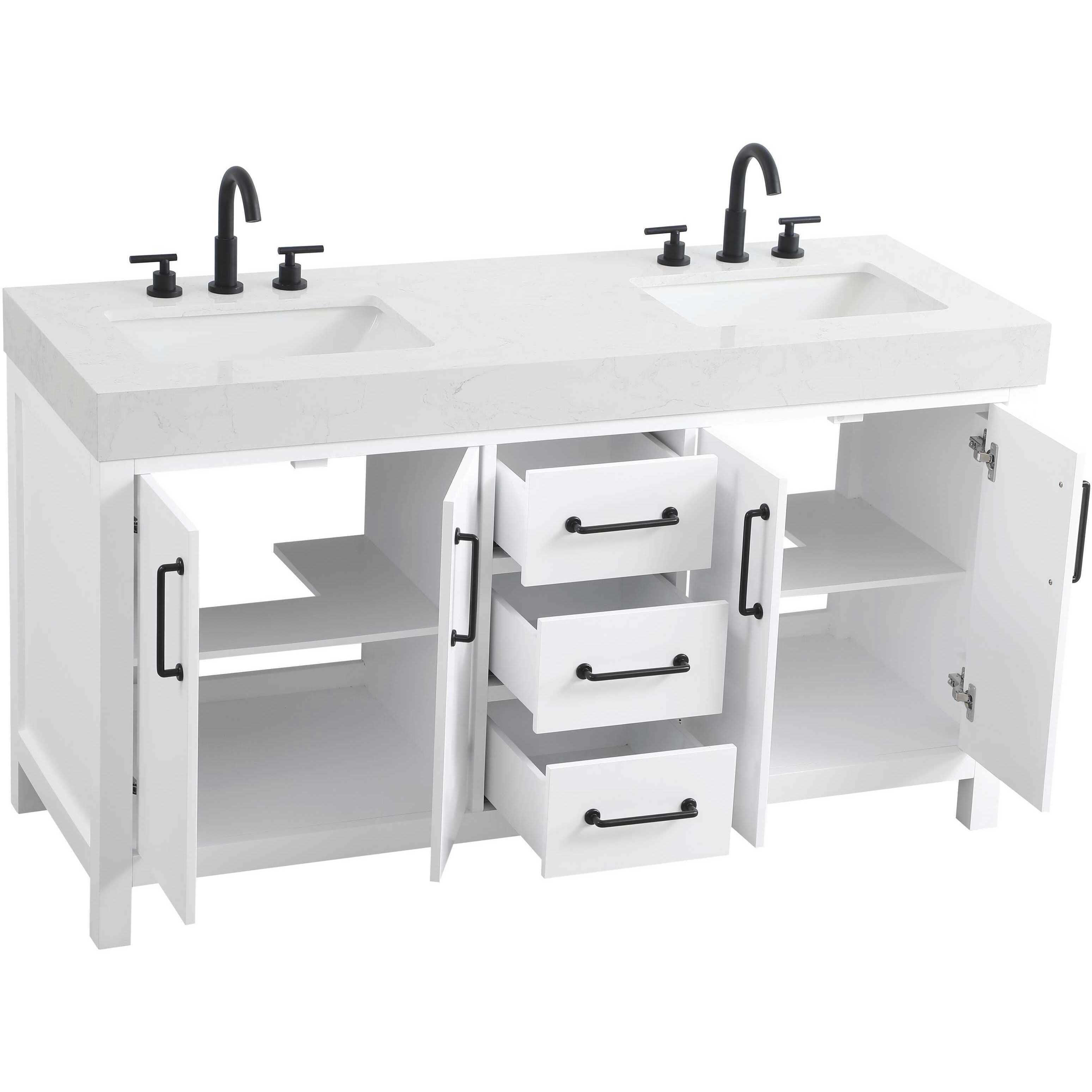 Nathan 60 X 34 inch White Bathroom Vanity Cabinet