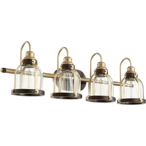 Banded Dome 4 Light 33 inch Aged Brass and Oiled Bronze Vanity Light Wall Light