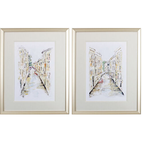 Travel Neutral and Gray and Red and Blue Framed Art