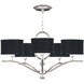 Allegretto 5 Light 29 inch Silver Chandelier Ceiling Light in Silver Leaf, Black Fabric