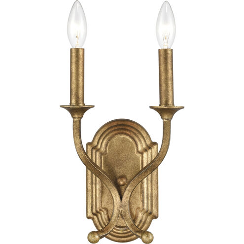Wembley 2 Light 8 inch Antique Gold Sconce Wall Light