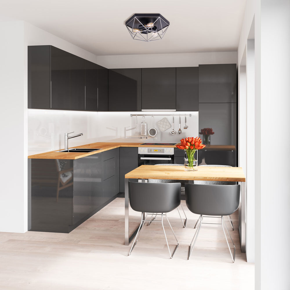 Madison 3 Light 15 inch Matte Black and Brushed Nickel Flush Mount Ceiling Light