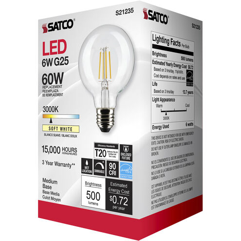 Lumos LED Medium Medium 6.00 watt 3000K LED Filament