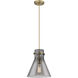 Downtown Urban Newton Cone 1 Light 10 inch Brushed Brass Pendant Ceiling Light in Plated Smoke