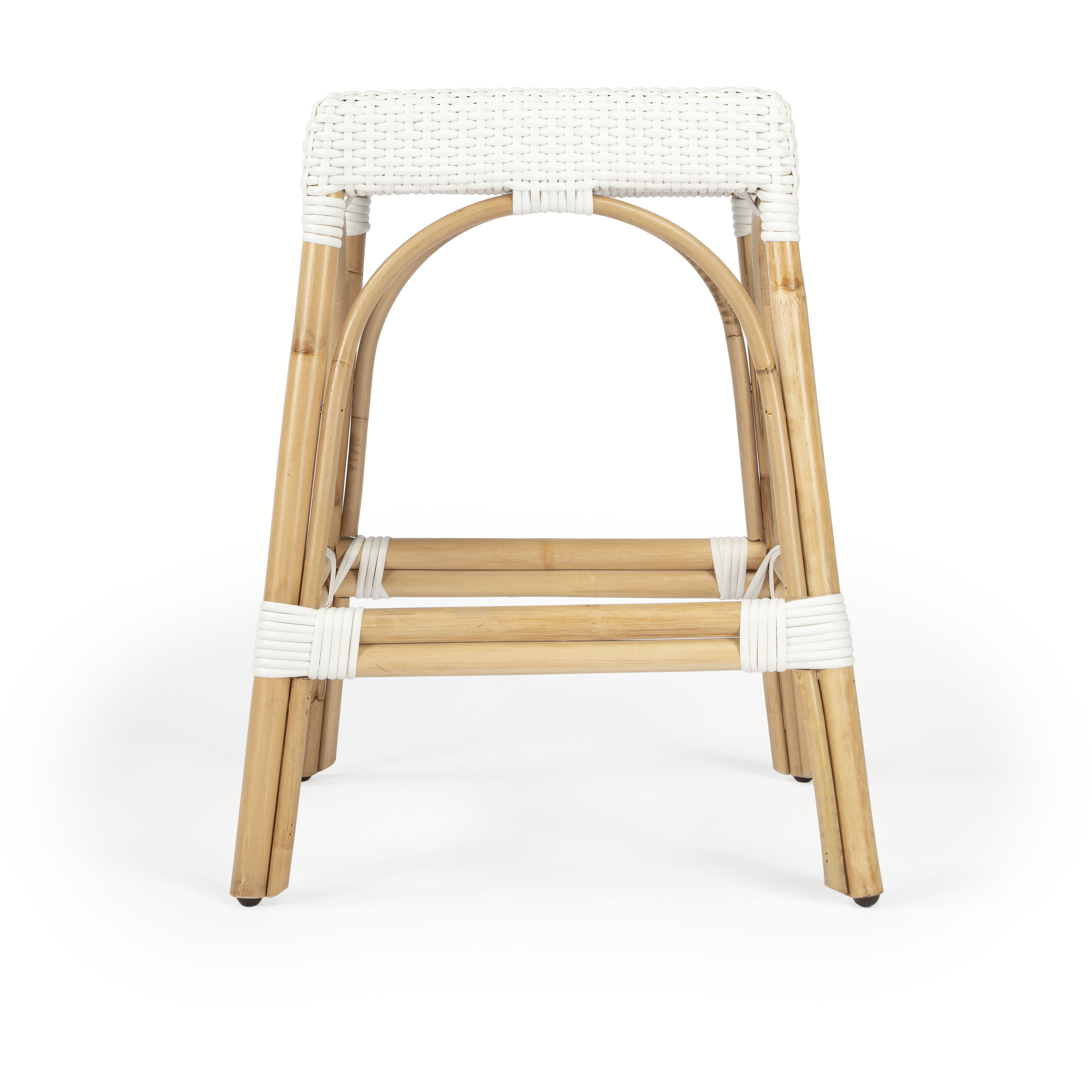 Robias Rectangular Rattan 24.5" Counter Stool in Glossy White