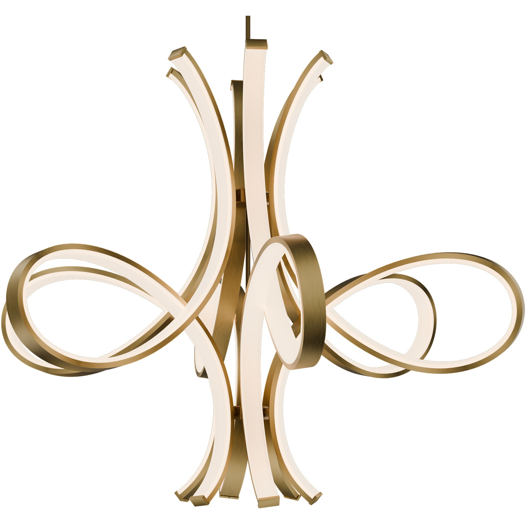 Fleur De Lis LED 56 inch Aged Brass Indoor Hanging Lighting Ceiling Light