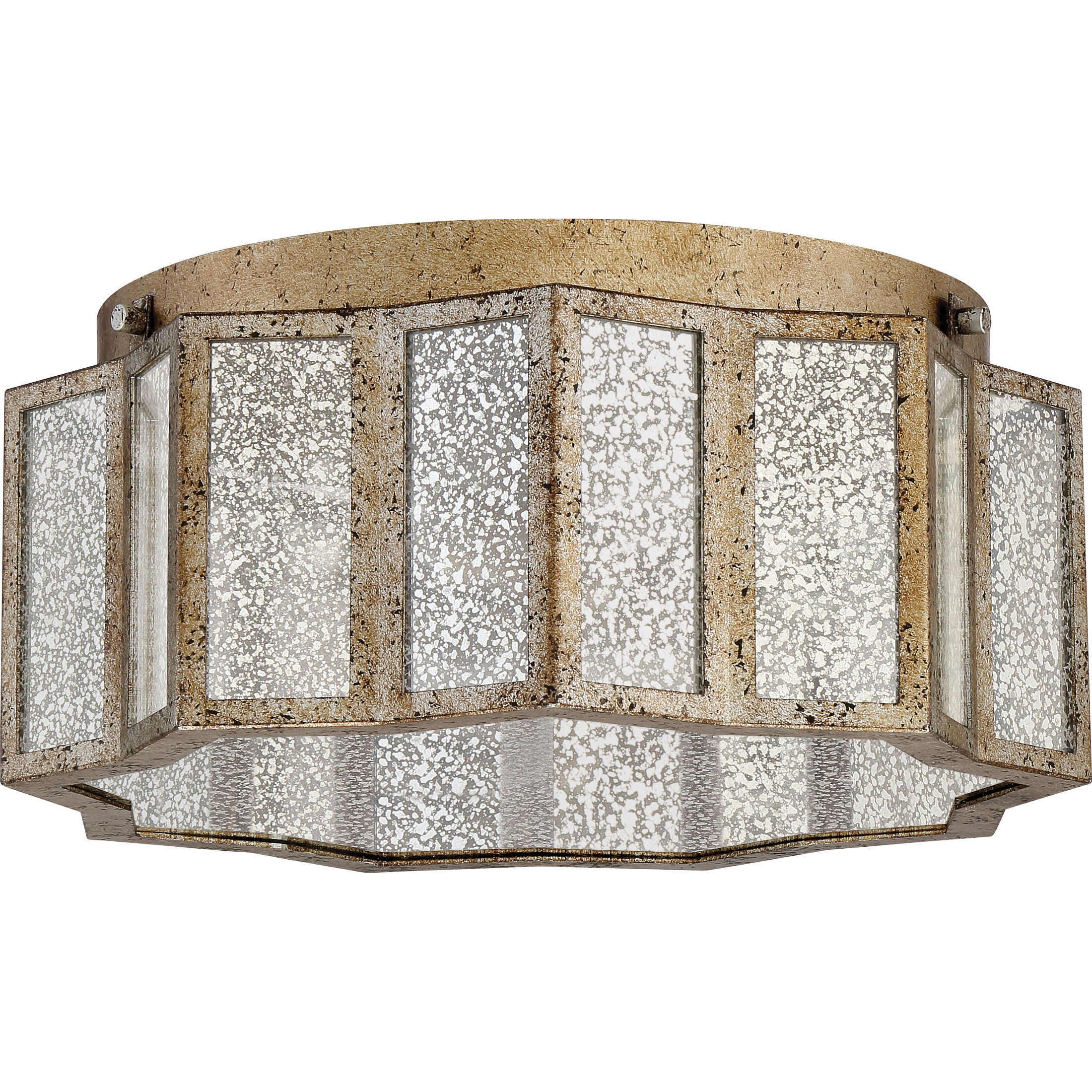 Shrine 3 Light 16 inch Aged Gold Flush Mount Ceiling Light