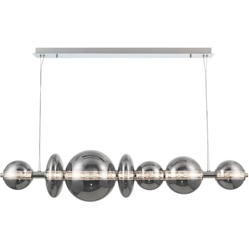Atomo Linear Chandelier Ceiling Light in Chrome, Smoke