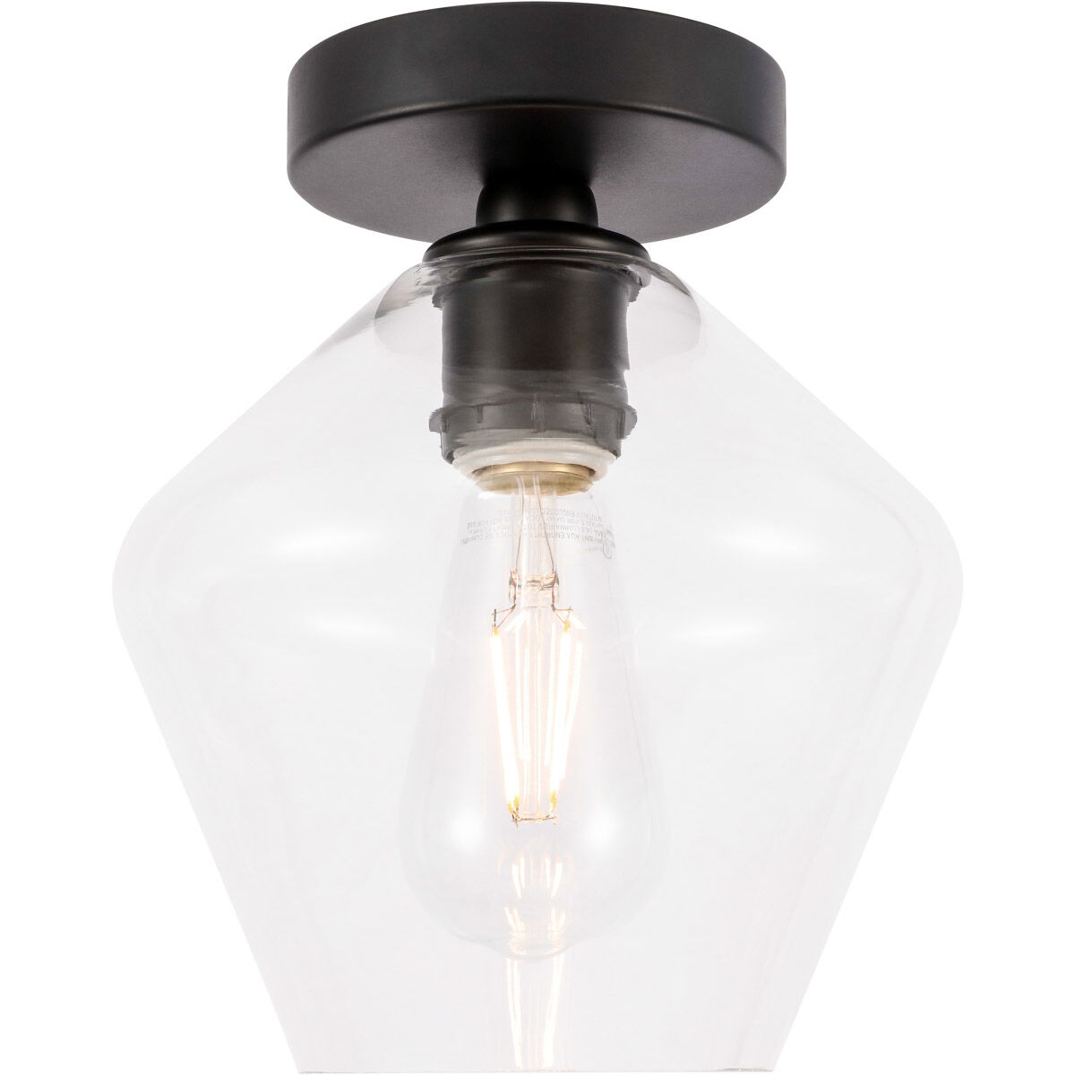 Gene 1 Light 8 inch Black Flush Mount Ceiling Light