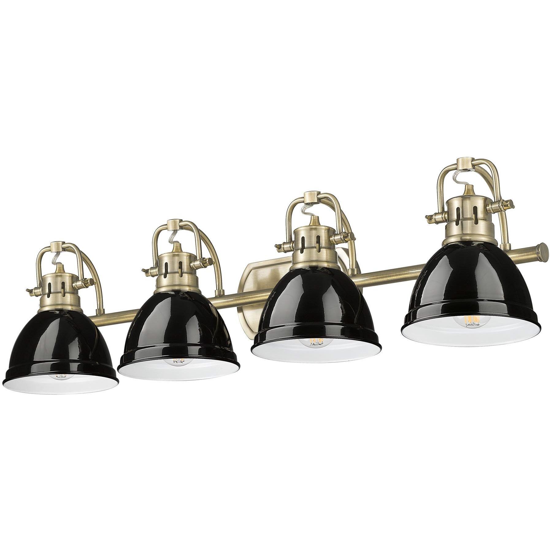Yep Duncan Vanity Wall Light in Aged Brass, Black